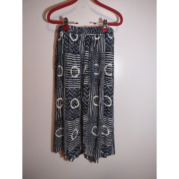Studio C Women's Vintage M/L Skirt Cotton Blue Gray White Geometric Pattern - Picture 6 of 7